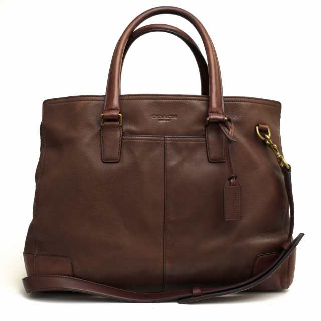 ○コーチ COACH イタリア産チェルボレザー 牛革 ビジネスバッグ 70614 Crosby Business Tote クロスビー 2WAY ショルダーバッグ シ 中古