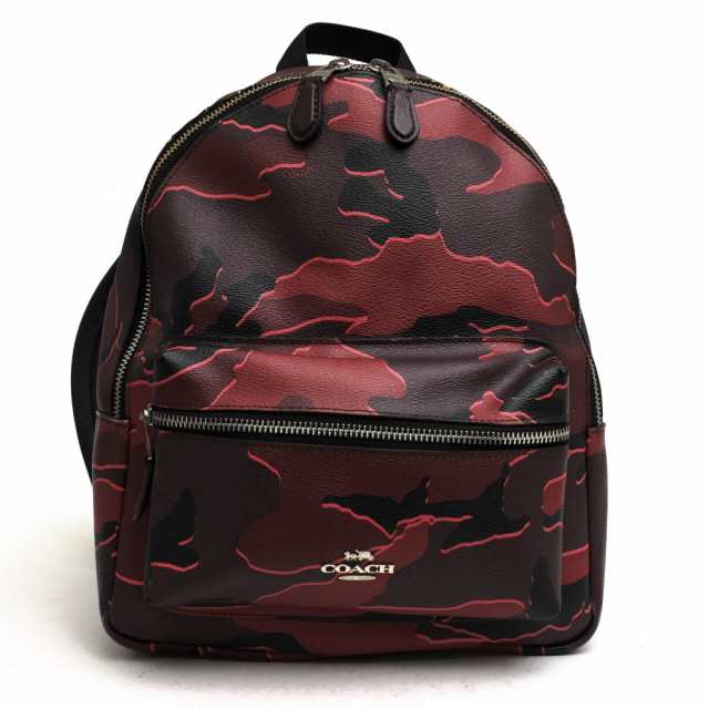 ○コーチ COACH 一部牛革 リュック F31452 Medium Charlie Backpack With Wild Camo Print ミディアム チャーリー バックパック ワ 中古