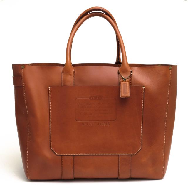 ○コーチ COACH ナチュラルタンニン鞣し牛革 トートバッグ F70915 Rustic Leather Tote ユニセックス 男女兼用 メンズ 【中古】 中古