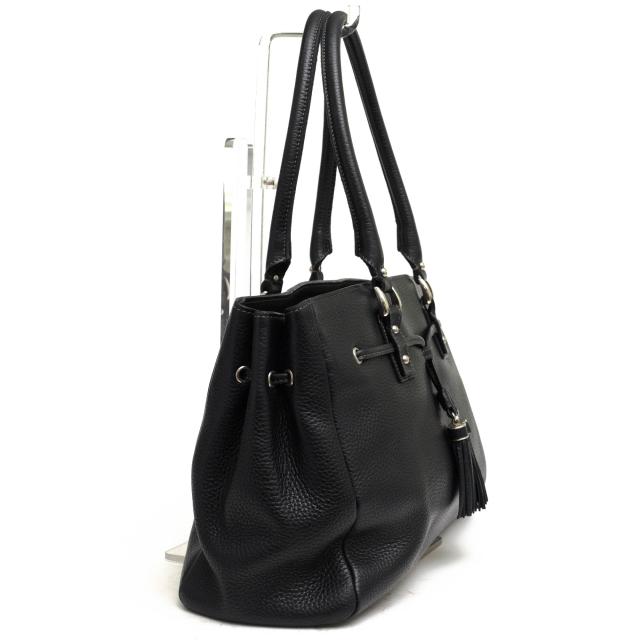 ○和光 WAKO 牛革 カーフ ハンドバッグ タッセル シボ革 シュリンク