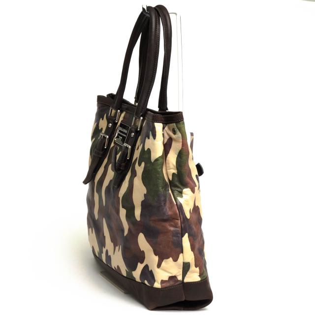 ○ドルガバ DOLCE＆GABBANA 牛革 トートバッグ 裏地DG柄 迷彩