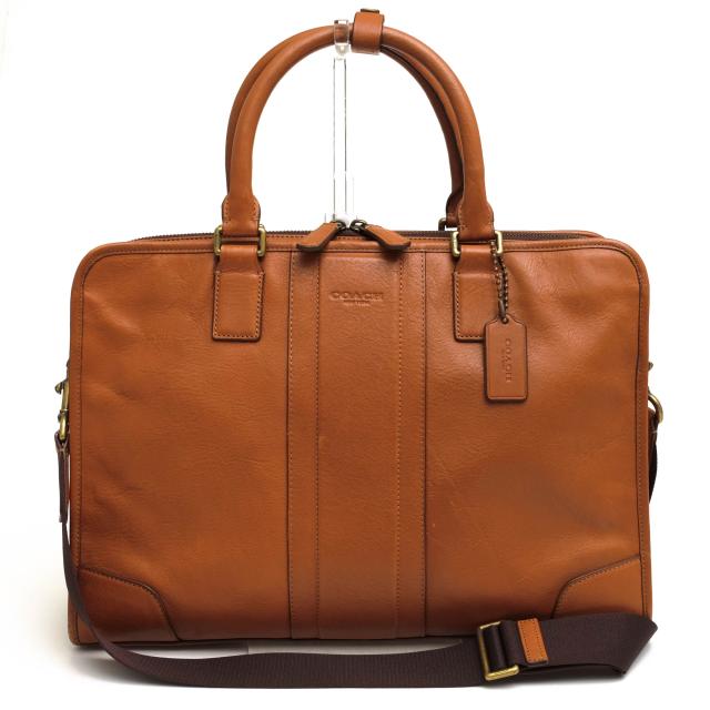○コーチ COACH カーフ 牛革 ビジネスバッグ F71171 HERITAGE WEB LEATHER SLIM BRIEF ヘリテージ ウェブ レザー スリム ブリーフ  中古の通販は
