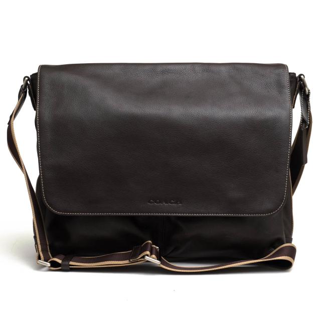 ○コーチ COACH ウェブレザー カーフ 牛革 ショルダーバッグ F70556 Heritage Leather Messenger ヘリテージ ウェブレザー メッセ  中古の通販は 22,760円