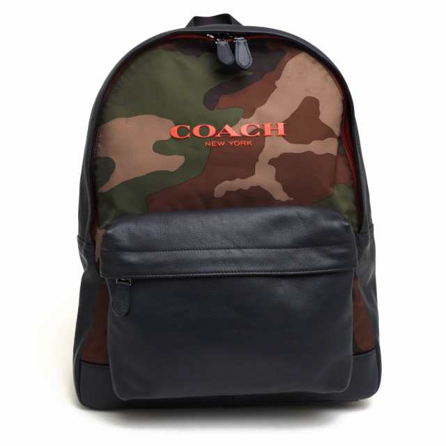 ○コーチ COACH 牛革 ナイロンツイル リュック F71755 Campus Backpack In Printed Nylon キャンパス バックパック ノートPC収納可 中古