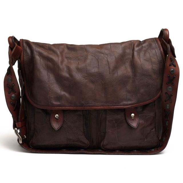 Daniel&Bobブラウンレザー ショルダーバッグ クロコダイル風 Daniel&Bobブラウンレザー ショルダーバッグ クロコダイル風 バッグ