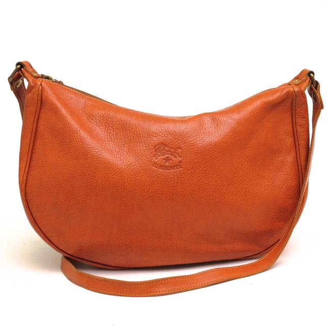 ○イルビゾンテ IL BISONTE オリジナルバケッタレザー 牛革 ショルダーバッグ 411758 Crescent Moon Style Leather Shoulder Bag   中古