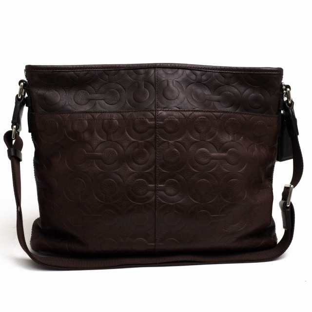 ○コーチ COACH オプアート 牛革 ショルダーバッグ 70248 Op Art Leather Flat Crossbody Satchel オプ アート レザー ジップ トッ 中古