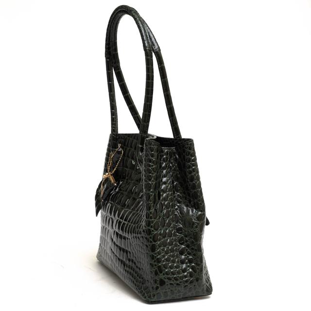 新品☆鎌倉高野 シャイニング エナメル レザー 牛革 クロコ型押し