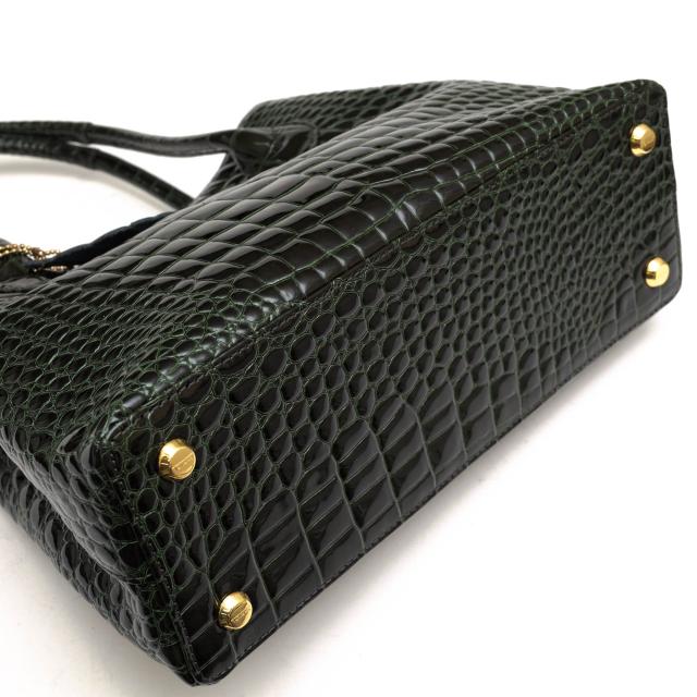 新品☆鎌倉高野 シャイニング エナメル レザー 牛革 クロコ型押し