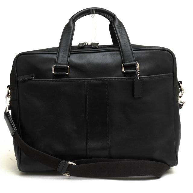 ○コーチ COACH フルグレインレザー 牛革 ビジネスバッグ F05745 ハドソン シングルジップ・レザー・コミューター 2WAY ショルダー 中古