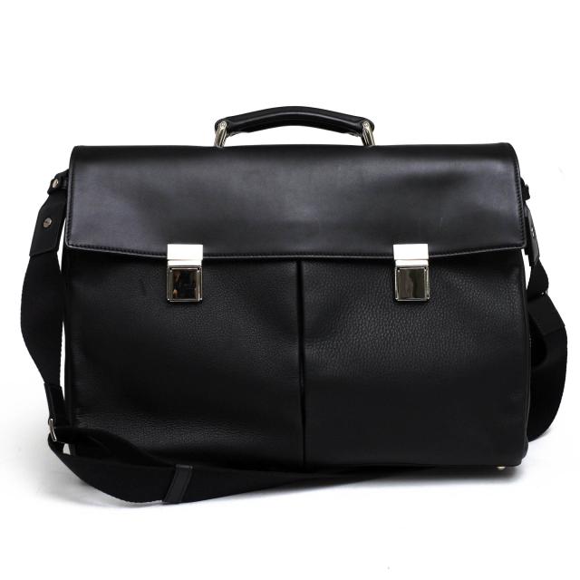 ○牛革 ビジネスバッグ 棒屋根 2WAY ショルダーバッグ シボ革 シュリンクレザー メンズ 【中古】 中古の通販は