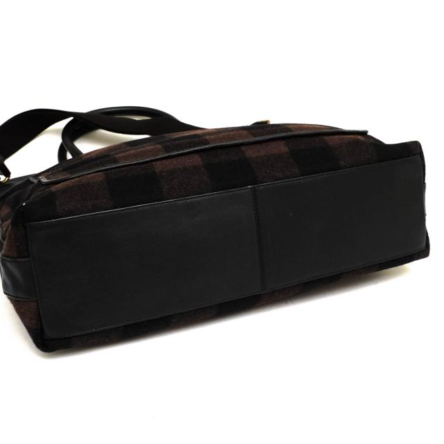 ○コーチ COACH トートバッグ F71441 ESSEX WOOL HELMET BAG エセックス ウール ヘルメット バッグ ブロックチェック柄 2WAY ショ 中古_6