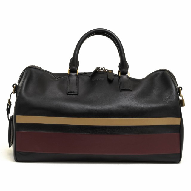 ○コーチ COACH 牛革 カーフ ボストンバッグ 93202 BLEECKER DEBOSSED STRIPE DUFFLE BAG ブリーカー デボスド ストライプ メンズ 中古