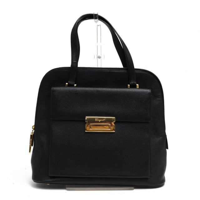 ○フェラガモ Salvatore Ferragamo 牛革 ハンドバッグ AQ-21 8740 ラウンドジップ 肩掛け ワンショルダーバッグ レディース 【中古 中古