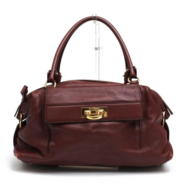○フェラガモ Salvatore Ferragamo 牛革 カーフ ハンドバッグ BW-21 A896 SOFIA ソフィア ガンチーニ ミニボストン レディース 【  中古の通販は