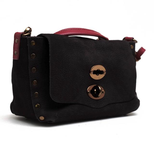 ○ザネラート ZANELLATO ヌバック ハンドバッグ POSTINA BABY ポスティーナ ベイビー フラップ式 2WAY ショルダーバッグ シボ革 シ 中古_2