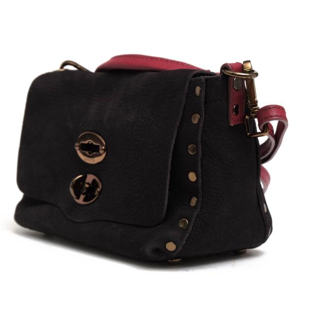 ○ザネラート ZANELLATO ヌバック ハンドバッグ POSTINA BABY ポスティーナ ベイビー フラップ式 2WAY ショルダーバッグ シボ革 シ 中古_3