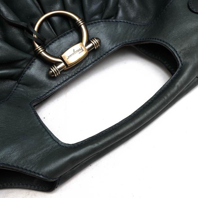 ○フェラガモ Salvatore Ferragamo 牛革 カーフ ダークグリーン