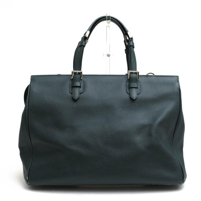 ○アルマーニ GIORGIO ARMANI エメラルドグリーン 牛革 カーフ 