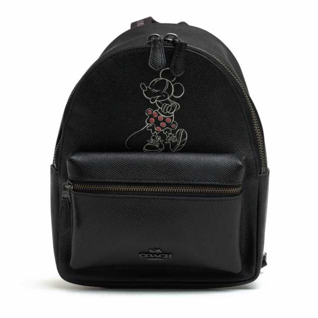 ○コーチ COACH Disney ディズニー クロスグレインレザー 牛革 リュック F29353 Mini Charles Backpack With Minnie Mouse Motif 中古