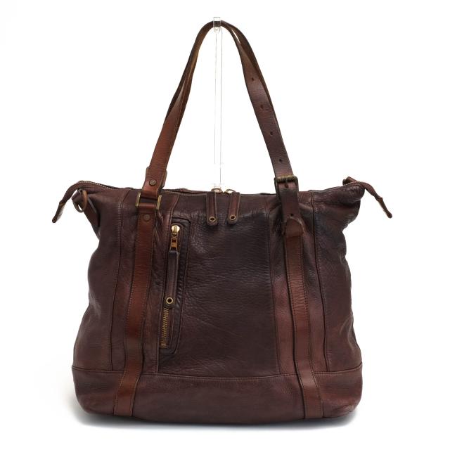 ○マスターピース master-piece ベジタブルタンニン鞣し牛革 トートバッグ No.24028 Fold シボ革 シュリンクレザー 肩掛け ワンシ  中古