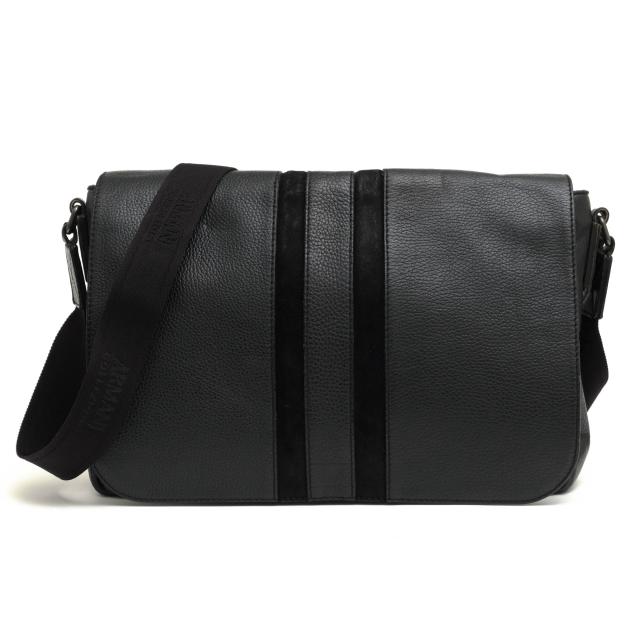 ○アルマーニ コレッツォーニ ARMANI COLLEZIONI 牛革 ショルダーバッグ YAM355 YH219 A4サイズ収納可 メッセンジャーバッグ シボ  中古