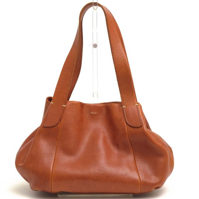 ○ゲンテン genten ベジタブルタンニン鞣し牛革 ハンドバッグ 36941 Soffice ソフィッチェ 手さげバッグ シボ革 シュリンクレザー  中古_1