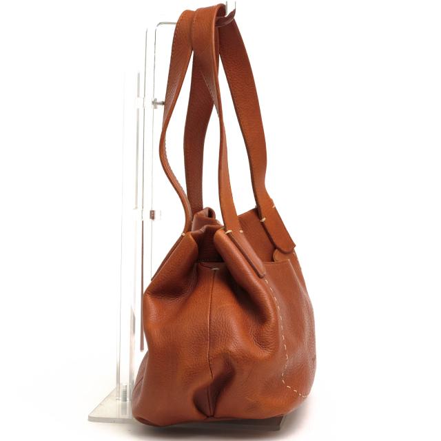 ○ゲンテン genten ベジタブルタンニン鞣し牛革 ハンドバッグ 36941 Soffice ソフィッチェ 手さげバッグ シボ革 シュリンクレザー  中古_2