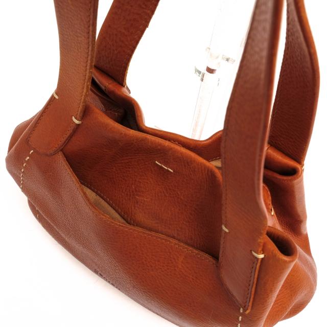 ○ゲンテン genten ベジタブルタンニン鞣し牛革 ハンドバッグ 36941 Soffice ソフィッチェ 手さげバッグ シボ革 シュリンクレザー  中古_4