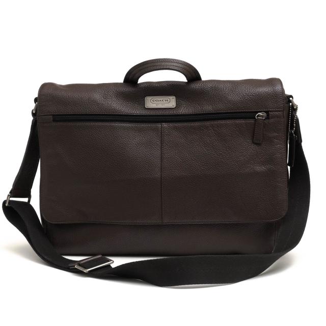 ○コーチ COACH ペブルドレザー 牛革 ビジネスバッグ F70367 Trans Atlantic Leather E/W Messenger Bag トランスアトランティック 中古