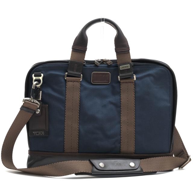 ○トゥミ TUMI FXTバリスティックナイロン ナパレザー 牛革 ビジネスバッグ 222390NVY2 Alpha Bravo Andrews Slim Brief アンドリ  中古