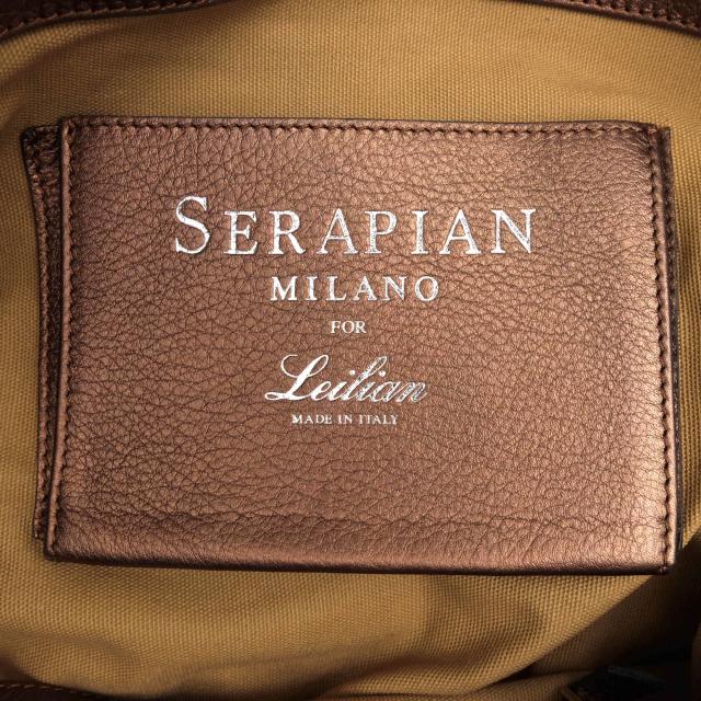 ○セラピアン SERAPIAN レリアン Leilian別注 牛革 カーフ ハンドバッグ 肩掛け ワンショルダーバッグ シボ革 シュリンクレザー レ 中古_8