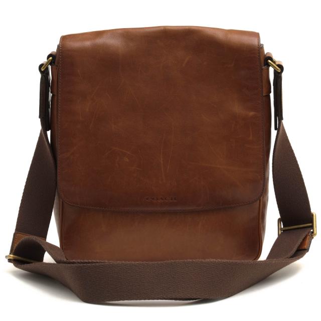 ○コーチ COACH スポーツカーフ 牛革 ショルダーバッグ 70943 Bleecker Map Bag ブリーカー マップ バッグ メッセンジャーバッグ   中古