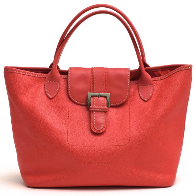 ○ロンシャン Longchamp ペブルドレザー 牛革 トートバッグ シボ革 シュリンクレザー 定番 レディース 【中古】 中古