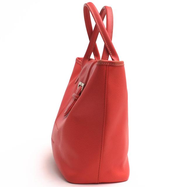 ○ロンシャン Longchamp ペブルドレザー 牛革 トートバッグ シボ革