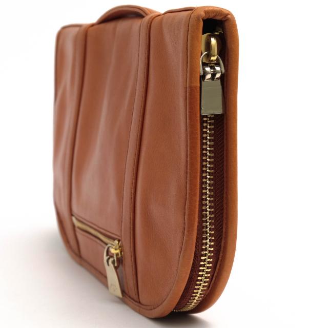 ○アニアリ aniary アンティークレザー 牛革 セカンドバッグ/クラッチバッグ 01-08001 ラウンドジップ ラウンドファスナー 迷彩・  中古 ○アニアリ aniary アンティークレザー 牛革 セカンドバッグ/クラッチ