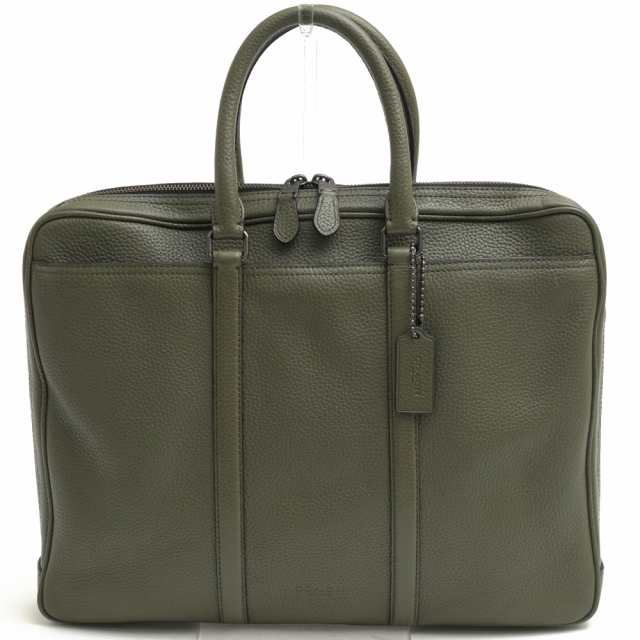 ○コーチ COACH ペブルドレザー 牛革 ビジネスバッグ 71778 Metropolitan Slim Brief メトロポリタン ブリーフ シボ革 シュリンク 中古