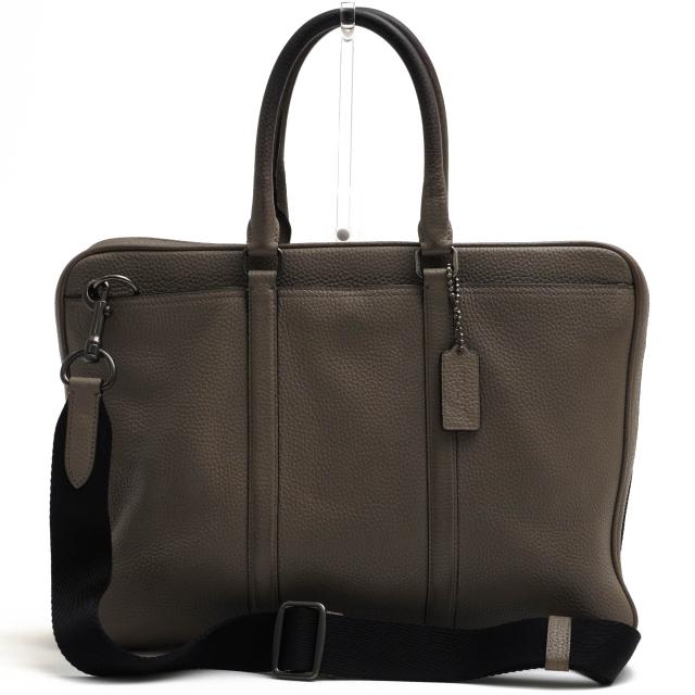 ○コーチ COACH ペブルドレザー 牛革 ビジネスバッグ 71778 Metropolitan Slim Brief メトロポリタン ブリーフ シボ革 シュリンク  中古