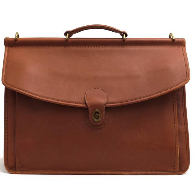○コーチ COACH グラブタン カウハイドレザー 牛革 ビジネスバッグ 0111 Beekman ビークマン ブリーフ フラップ式 2WAY ショルダー 中古
