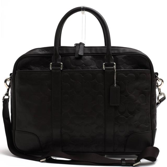 ○コーチ COACH 牛革 ビジネスバッグ F71247 HERITAGE WEB LEATHER EMBROIDERED C SLIM BRIEF ヘリテージ ウェブレザー C スリムブ 中古