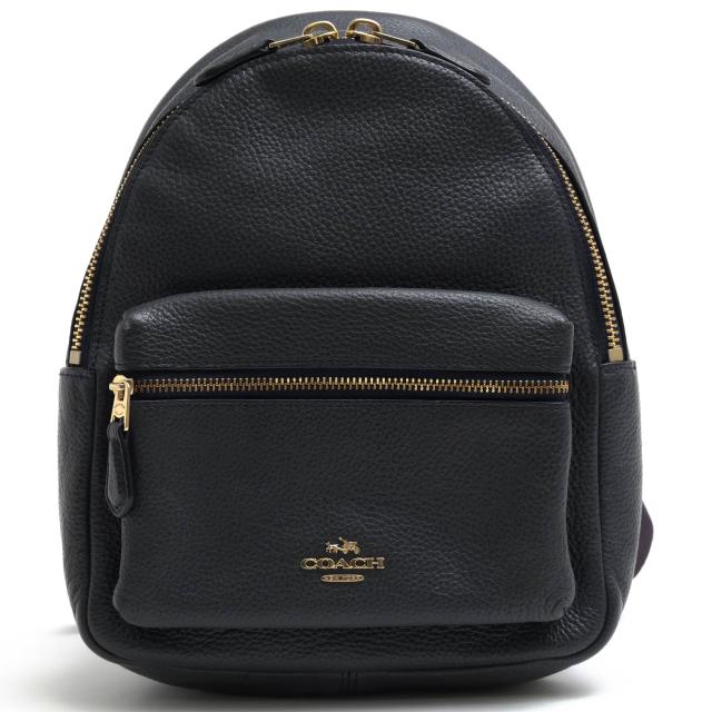 ○コーチ COACH ペブルドレザー 牛革 リュック F38263 Mini Charlie Backpack in Pebble Leather ミニ チャーリー シボ革 シュリン 中古