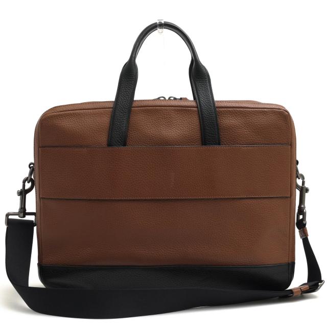 ○コーチ COACH ペブルドレザー 牛革 ビジネスバッグ F27617 Hamilton Day Brief ハミルトン デイ ブリーフ A4サイズ収納可 2WAY 中古_1