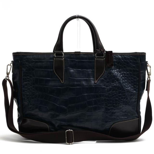 ○ステファノマーノ STEFANO MANO 牛革 ビジネスバッグ Art.3777 Missisipi A4サイズ収納可 2WAY ショルダーバッグ クロコ型押し   中古