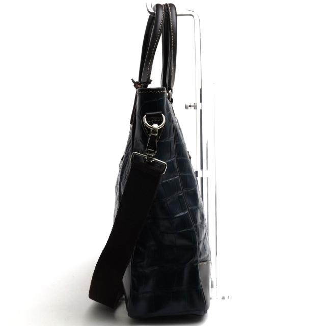 ○ステファノマーノ STEFANO MANO 牛革 ビジネスバッグ Art.3777 Missisipi A4サイズ収納可 2WAY ショルダーバッグ クロコ型押し 中古