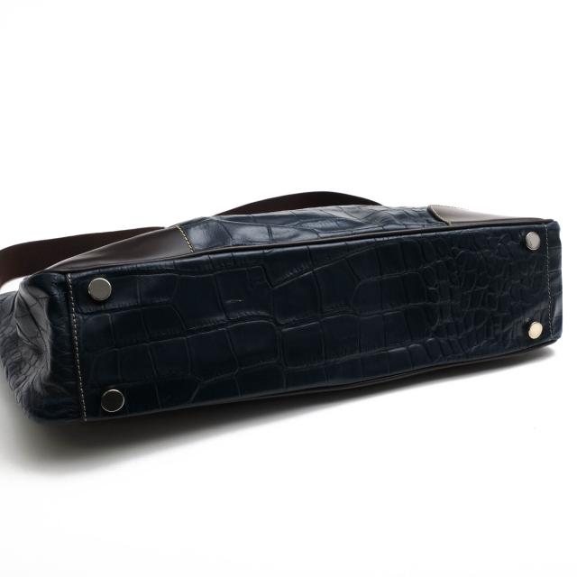 ○ステファノマーノ STEFANO MANO 牛革 ビジネスバッグ Art.3777 Missisipi A4サイズ収納可 2WAY ショルダーバッグ クロコ型押し 中古