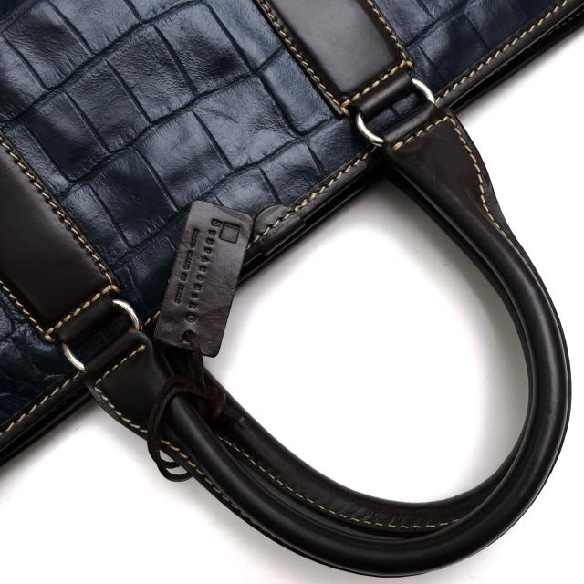 ○ステファノマーノ STEFANO MANO 牛革 ビジネスバッグ Art.3777 Missisipi A4サイズ収納可 2WAY ショルダーバッグ クロコ型押し 中古