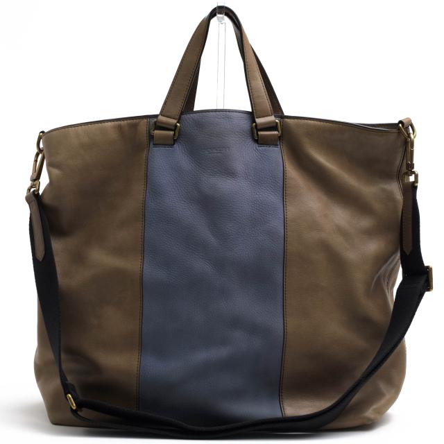 ○コーチ COACH 牛革 カーフ トートバッグ F71428 Bleecker Center Stripe Day Tote In Leather ブリーカーセンターストライプ デ  中古