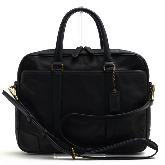 ○コーチ COACH ソフトポートレザー 牛革 ビジネスバッグ 70901 Bleecker Leather Slim Brief ブリーカー スリム ブリーフ A4サイ  中古
