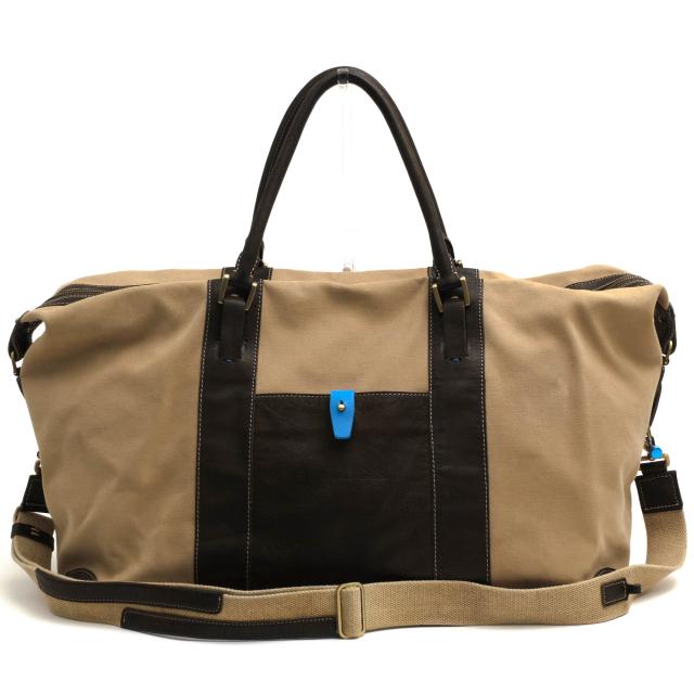 ○ピークアドロ PIQUADRO コットンキャンバス 牛革 ボストンバッグ BV3009IT2 Duffle Weekend IT2 2WAY ショルダーバッグ メンズ   中古