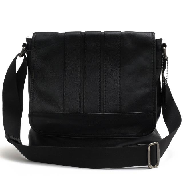 ○コーチ COACH ペブルドレザー 牛革 ショルダーバッグ F56670 フラップ式 メッセンジャーバッグ メンズ 【中古】 中古の通販は